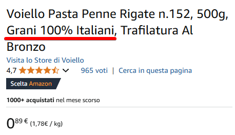 Italians got so bullied by non-EU pesticide'ish grain they have to write "100% Italian grain" in the title now. Genuinely feeling love for them, only ones actually caring about their food quality