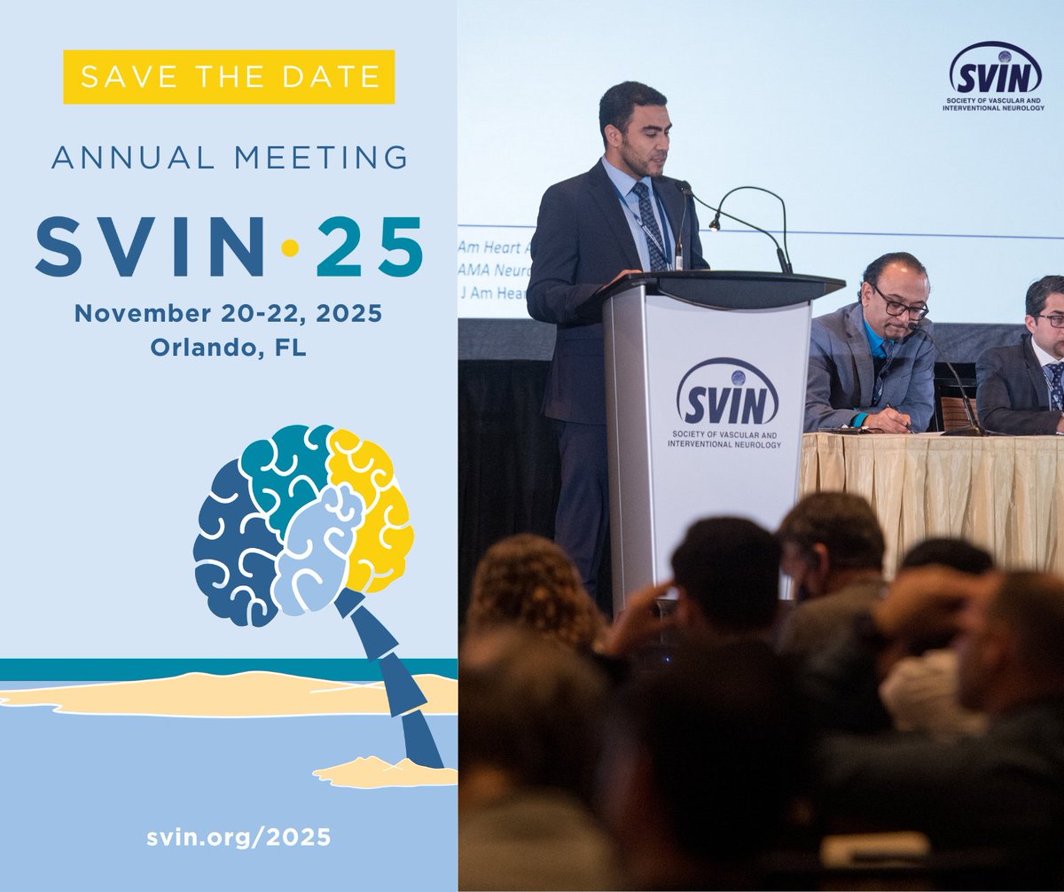 📢 Save the Date! #SVIN25 is heading to Orlando on November 20-22, 2025! Don't miss this premier event for learning, collaboration, and innovation in vascular and interventional neurology. 

Visit the Annual Meeting website for important details and updates: