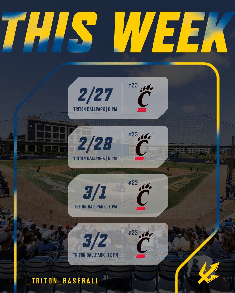 4️⃣-game series this weekend in Triton Ballpark

🎟️ bit.ly/3lCn3F1

#GoTritons