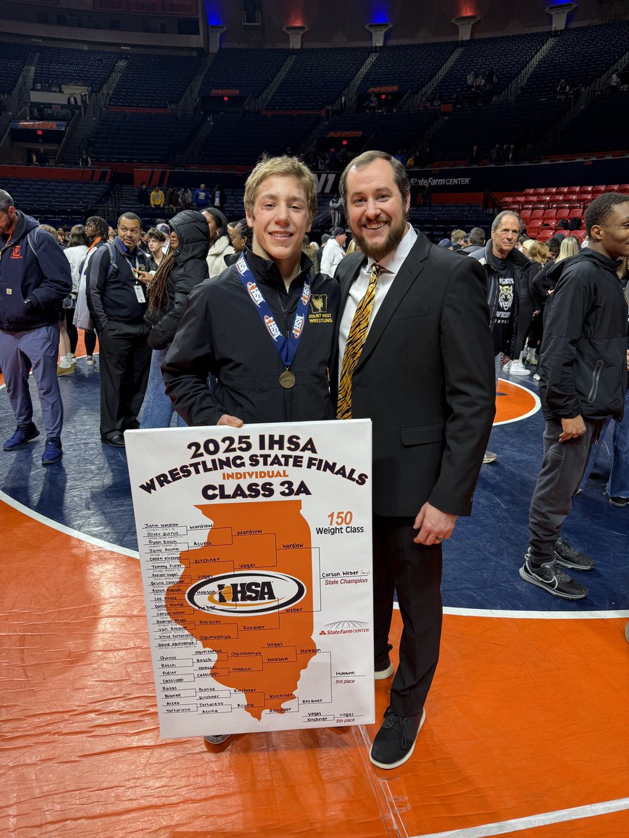Congrats to Coach Bobby and his wrestler, Carson Webber, for placing first 🥇 in state last weekend! #westrive