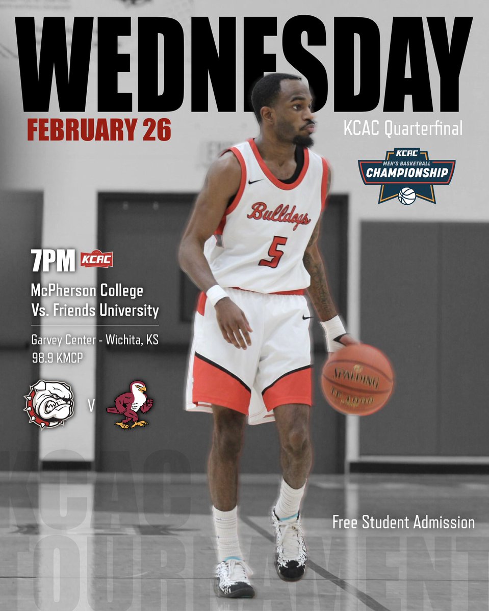 McPherson Athletics (@mac_bulldogs) on Twitter photo BULLDOG FANS! <a href="/MacBulldogsMBB/">McPherson Men's Basketball</a> hits the road to take on Friends in the KCAC Quarterfinals! STUDENTS GET IN FREE! MC staff tickets are $6! Follow the link below for tickets. No tickets will be sold at the gate #BulldogPride
kcacsports.com/sports/2023/1/โฆ BULLDOG FANS! <a href="/MacBulldogsMBB/">McPherson Men's Basketball</a> hits the road to take on Friends in the KCAC Quarterfinals! STUDENTS GET IN FREE! MC staff tickets are $6! Follow the link below for tickets. No tickets will be sold at the gate #BulldogPride
kcacsports.com/sports/2023/1/โฆ