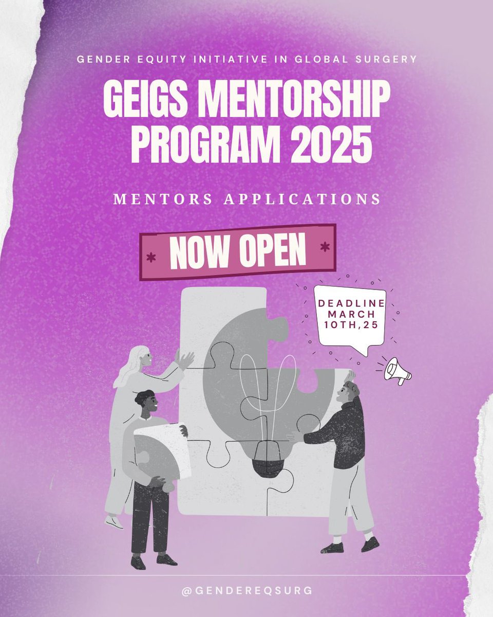 🌍 #MedEd We need YOU! 

The #GEIGSMentorship Program is calling for mentors in #globalsurgery to empower the next generation of surgeons. 

Share your knowledge, inspire change, and help shape the future of healthcare 💡✨

Apply today👇🏻
forms.gle/jo8ixucv3guCYe…
 #MedicalMentors