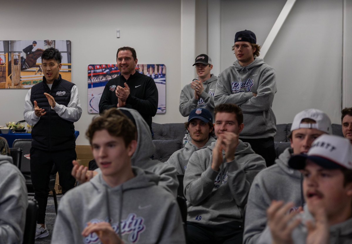 LibertyHockey's tweet photo. We’re heading to the National Championships as the #4 seed🔥 #RocktheRink https://t.co/bfAYBmQQqm