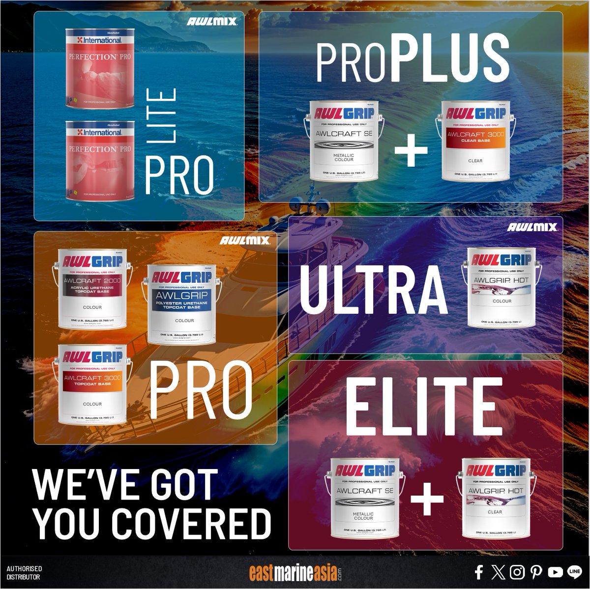 eastmarineasia's tweet photo. WE'VE GOT YOU COVERED
#Awlgrip Topcoat #Awlcraft2000 #Awlcraft3000 #AwlgripHDT #PerfectionPro
#AWLMIX COLOUR MIXING AT HERE

Ask us for more information at #EastMarineAsia https://t.co/60X9YKbZGj