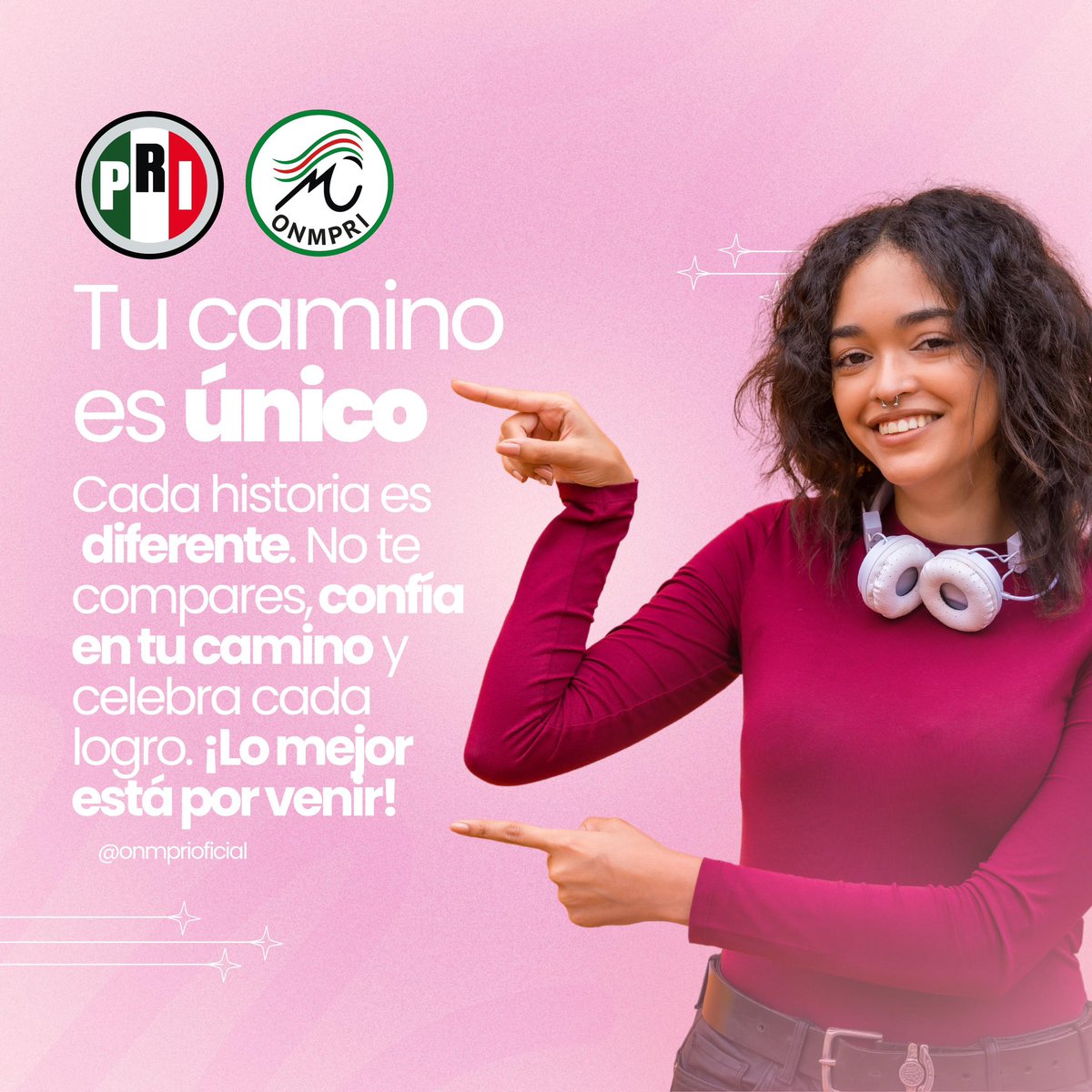 OnmpriNacional's tweet photo. No dejes que las comparaciones te desvíen del camino que has trazado para ti. 🌟
Hoy, te invitamos a celebrar tu propio progreso y a enfocarte en tu crecimiento personal. 💪
#UnidasCreamosPoder #CrecimientoPersonal #MesDelAmorPropio https://t.co/gwJyRORB4B