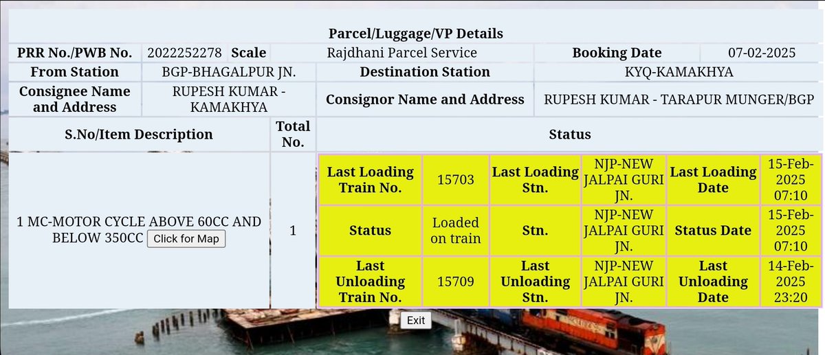 rupeshtrp's tweet photo. I bkd my bike BGP to KYQ on 7/2,bt stl no updt abt it.aftr so mny cmpln,they snt"Parcel wrongly loaded by T/No 15709 on 14/02/25 is not rcvd at KYQ. u r rqstd to raise claim for the missing prcl thrgh cco_mlg@claims.indianrail.gov.in with all the rlvnt docs." @RailMinIndia https://t.co/XmH2LBnSWv
