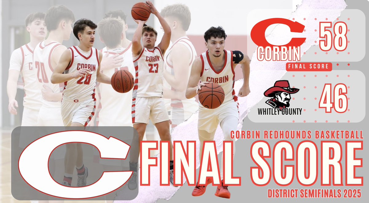 RedhoundHoops's tweet image. The Basketball-Hounds punch their ticket to the regional tournament with a 58-46 win over Whitley County. District championship game Friday 7:00. #GoHounds 🔴⚪️