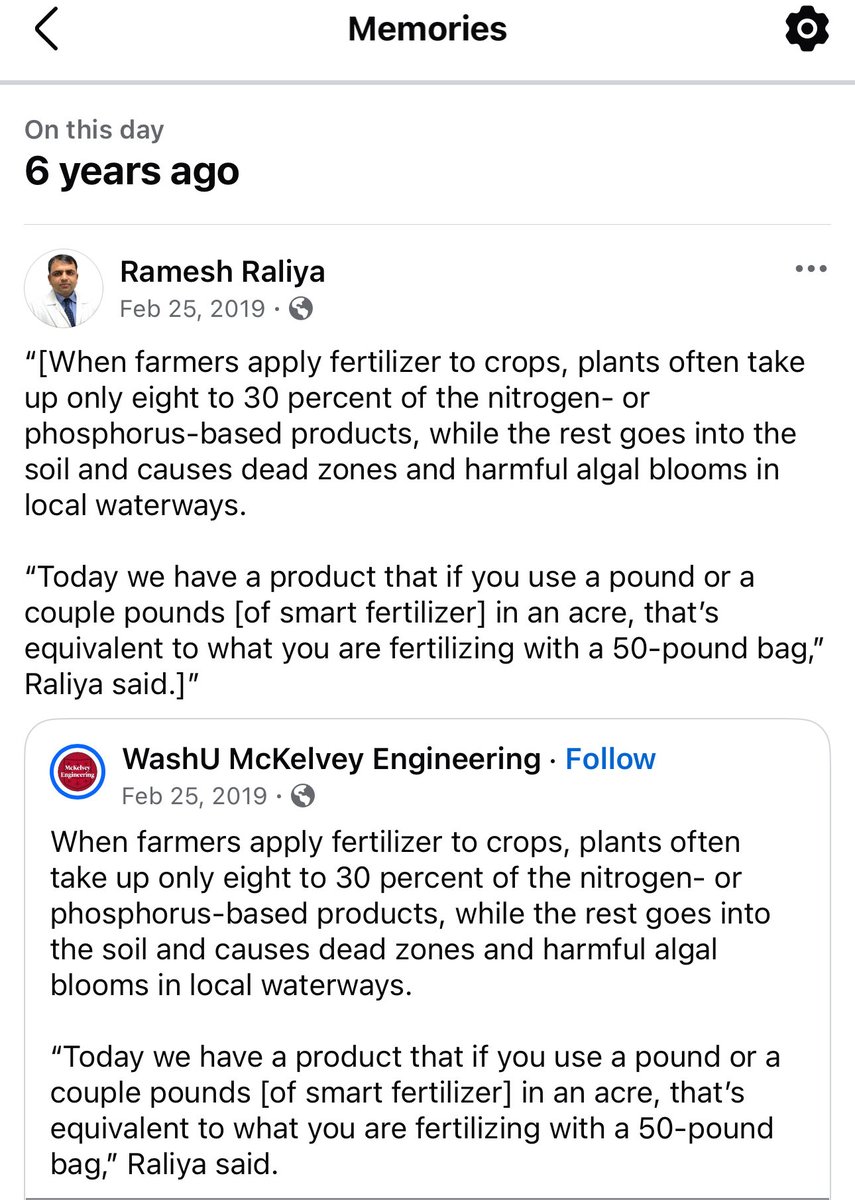 Came across something I posted 6 years ago! Today making impact on millions of acres and helping farmers. 

#Sustainability #Innovation #Nanofertilizer #FarmingRevolution