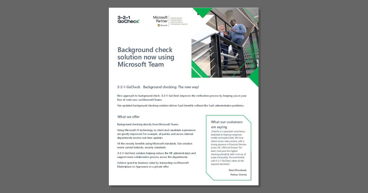 SharewaveTech's tweet image. Slow background checks delay hiring and waste valuable HR time. @3_2_1_GoCheck speeds up verification with AI-powered automation, real-time tracking, and Microsoft-backed security. Read the one-pager and message Sharewave Technologies to learn more. stuf.in/bfw9v7