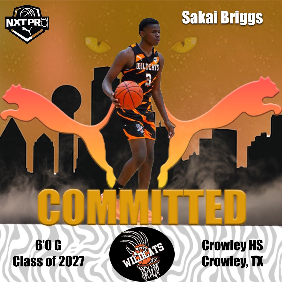 WildcatsTX's tweet image. Year✌🏻Run it back! @SakaiBriggs33 
Meet Co 2027 CG Sakai Briggs from Crowley High School. Last year, Sakai made a significant impact on the NXTPRO circuit, and this year, we’re expecting even more. #nxtpro #pro16league #puma