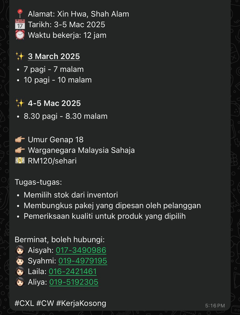 blqsrsli's tweet photo. Hi Korangg, I need 100 part timers to work on 3 - 5 March! Help me to blast https://t.co/8SY5h43jEA