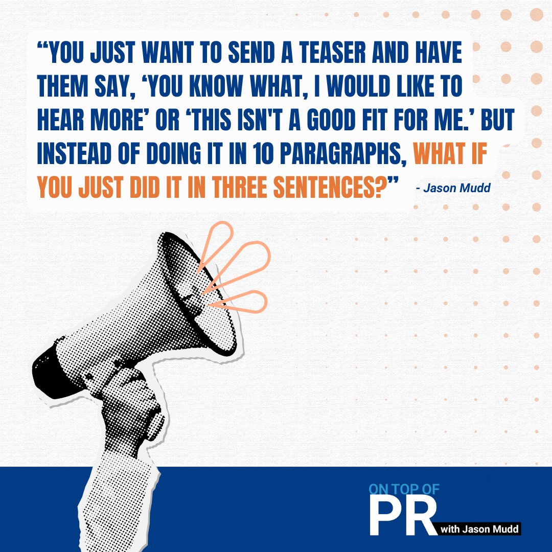 When it comes to media pitching, less is more! The right approach can mean the difference between getting coverage or getting ignored! Catch the full "How to improve your media pitches" episode on YouTube, Apple Podcasts, or Spotify! #OnTopOfPR