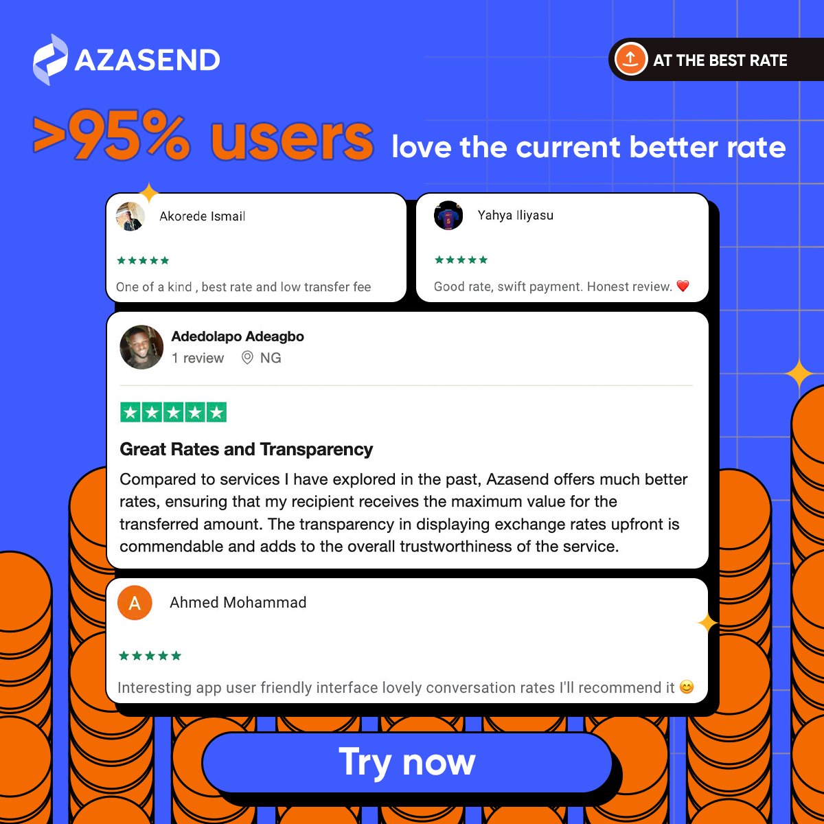 azasend's tweet photo. ✨ Real Users, Real Value! ✨
People are loving Azasend’s great conversion rates!
Get more for your crypto with Azasend 🚀
Experience the Best Rate thanks to Azasend's system upgrade and liquidity improvement efforts now!
🔗 https://t.co/5V3vakABtk
#Azasend #BetterAzasend #BestRate