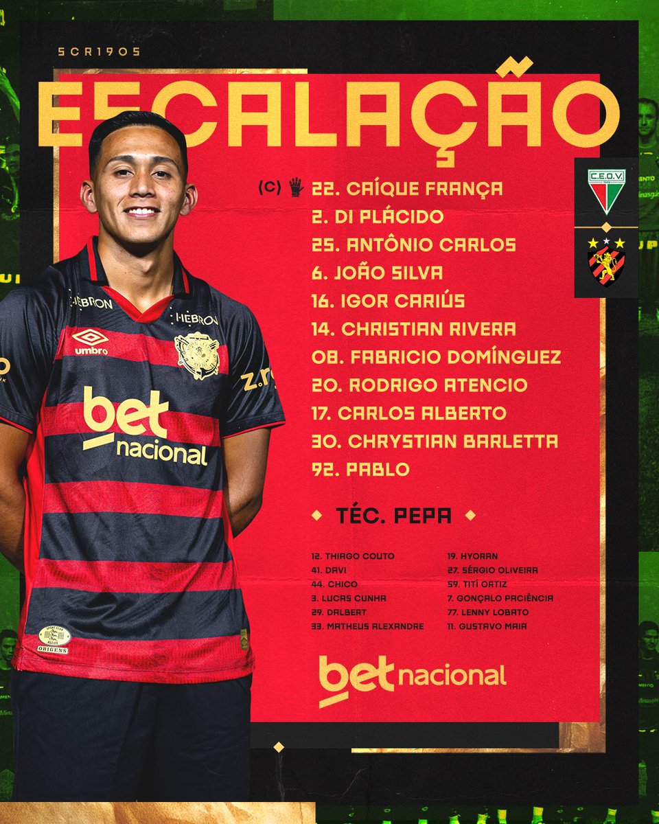 RicardoReporter's tweet photo. 🟥⬛️🦁| Escalações de @sport e #OperarioVG , em partida válida pela 1ª fase da @CopaDoBrasilCBF . https://t.co/uIYrK2JSMn