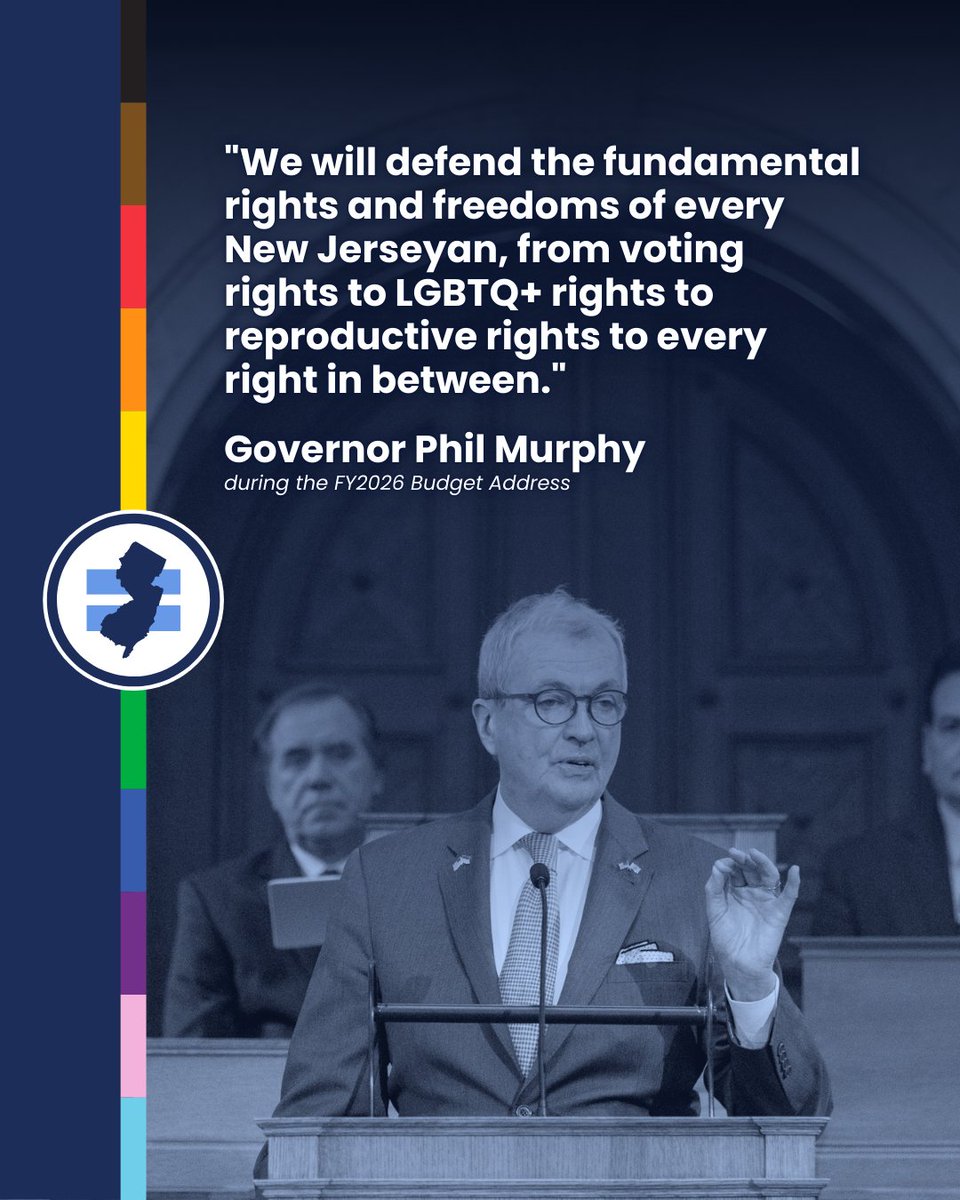 Equality is fundamental to economic progress, which is why we're grateful @govmurphy started his final budget address earlier today by committing to defend the rights and freedoms of every New Jerseyan alongside fiscal security and opportunity.

#NJ #NewJersey @njgov