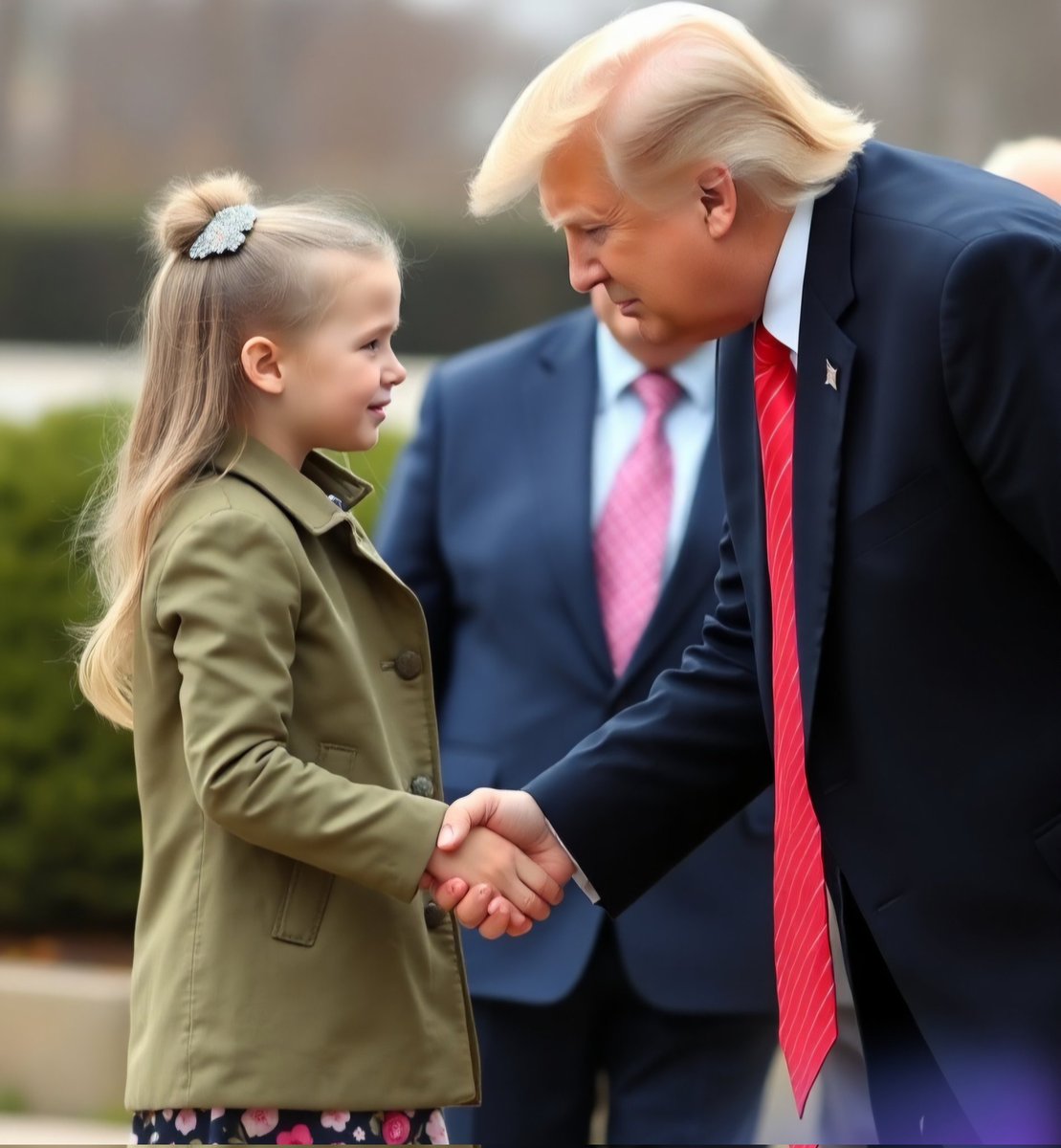 ABLabourToday's tweet photo. @NoLieWithBTC This little girl had a very firm grip.
It obviously left a bruise.
#TrumpIsFragile
#TrumpIsWeak https://t.co/HedheEyLmT