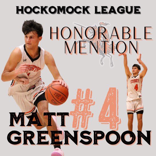 Congratulations to senior Matt Greenspoon on being named an Honorable Mention in the Hockomock League!