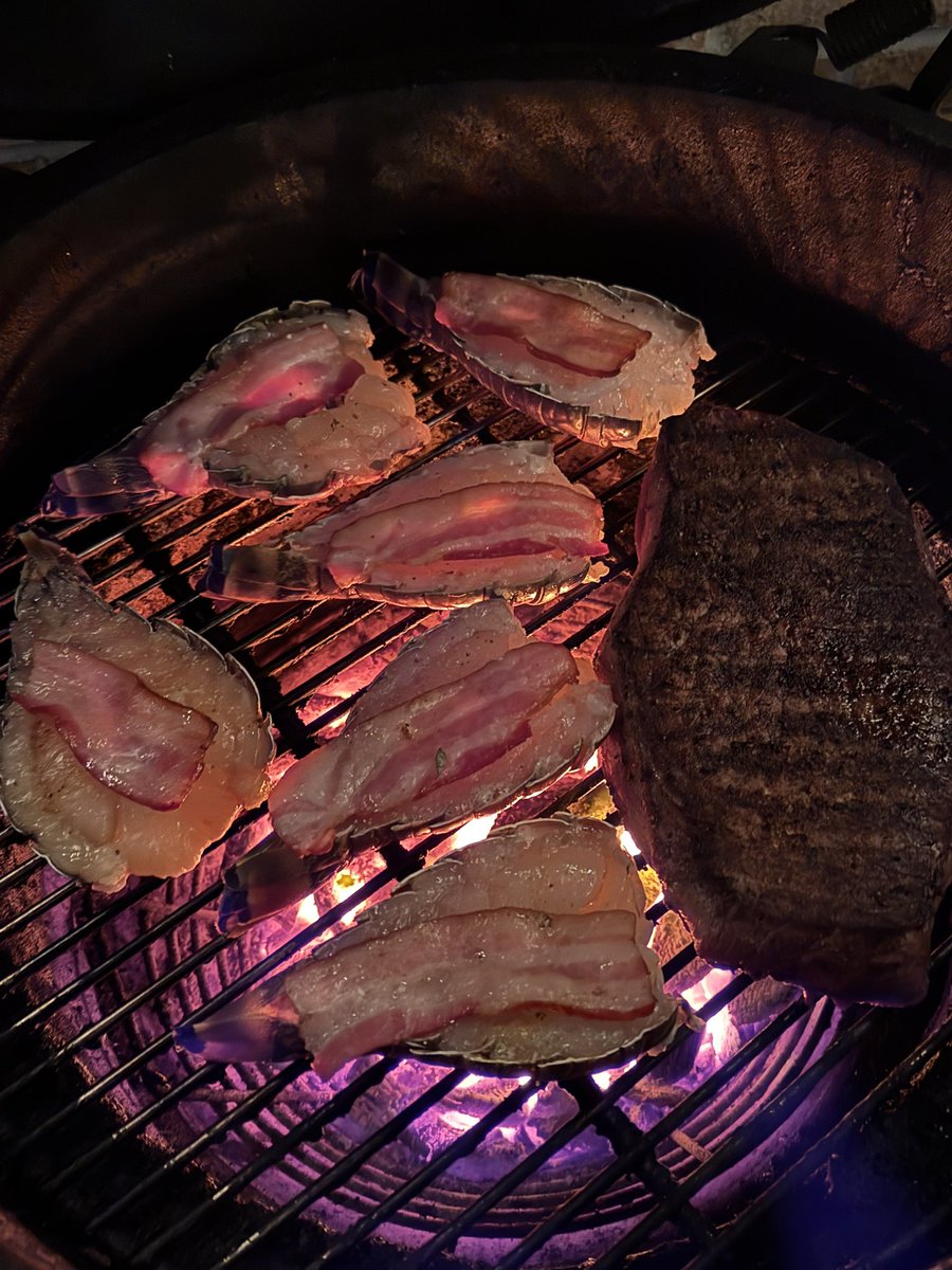 A little surf n turf for dinner with my and brother and sister in law!  If I keep feedin’ them they seem to stay longer! 🤦‍♂️😁