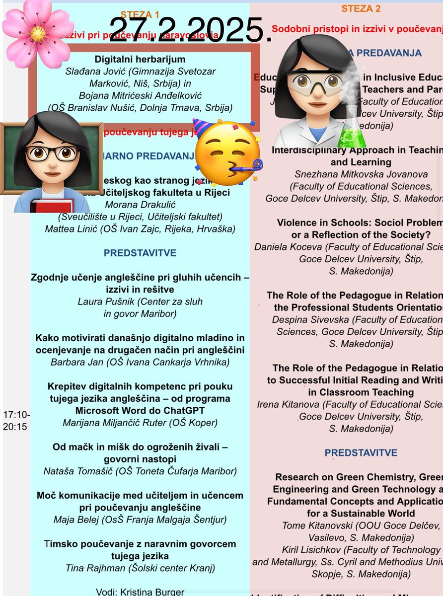 MitriceskiB's tweet photo. International Conference, EDUchallenge
 "Teaching Challenges and  Evaluation of Knowledge"
 26 - 28 February 2025
@slajovic and me 💫 👩🏻‍🏫🥳@MitriceskiB https://t.co/rkBl6ujJ83 https://t.co/3jggezC6dp