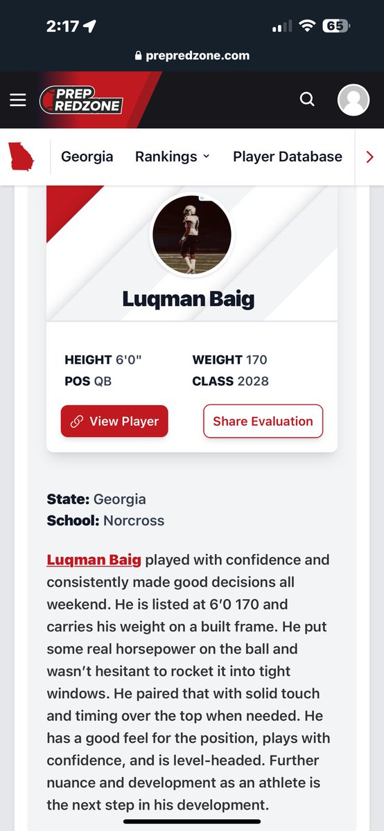 Luqman Baig (@luqmanbaigqb) on Twitter photo Grateful to be included. Appreciate the honest evaluation. #motivation
<a href="/CoachRich70/">Corey Richardson</a> <a href="/CoHosch/">Twoey Hosch</a> <a href="/CoachMoore313/">Earl Moore</a> <a href="/Norcross_FB/">Norcross Football</a> <a href="/NorxAthletics/">Norcross Athletics</a> <a href="/Nawf_Recruits/">Norcross High School Football Recruits</a>
<a href="/iamcoachdrew/">Coach Drew</a> <a href="/TattedTemz/">Coach Day</a> <a href="/Nucheeze1/">Derrick Nuchurch</a>
Thank you <a href="/CJacksonPRZ/">Connor Jackson</a> Grateful to be included. Appreciate the honest evaluation. #motivation
<a href="/CoachRich70/">Corey Richardson</a> <a href="/CoHosch/">Twoey Hosch</a> <a href="/CoachMoore313/">Earl Moore</a> <a href="/Norcross_FB/">Norcross Football</a> <a href="/NorxAthletics/">Norcross Athletics</a> <a href="/Nawf_Recruits/">Norcross High School Football Recruits</a>
<a href="/iamcoachdrew/">Coach Drew</a> <a href="/TattedTemz/">Coach Day</a> <a href="/Nucheeze1/">Derrick Nuchurch</a>
Thank you <a href="/CJacksonPRZ/">Connor Jackson</a>