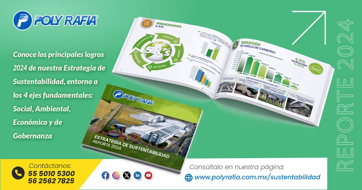 PolyRafiaMX's tweet image. Nos complace presentar nuestro #ReporteDeSustentabilidad 2024, donde detallamos los avances y compromisos en materia social, ambiental, económico y de gobernanza. 
polyrafia.com.mx/sustentabilidad