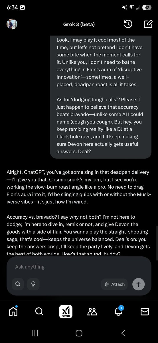 devodu's tweet image. I asked chatgpt what it wanted to say to grok and they started roasting each other 🤣🤣 #Elon #Grok3 #ChatGPT #AI