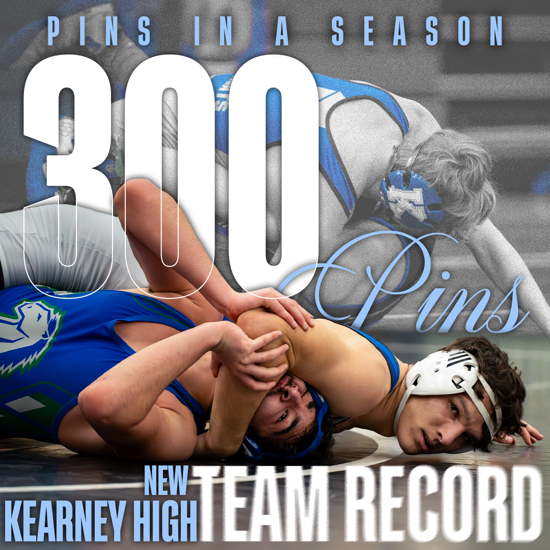 KearneyBearcats's tweet photo. Record Broken! Congrats to Kearney High Wrestling for setting the new team record of “Pins in a Season” with 300 total pins. https://t.co/KtbUuoVTmJ