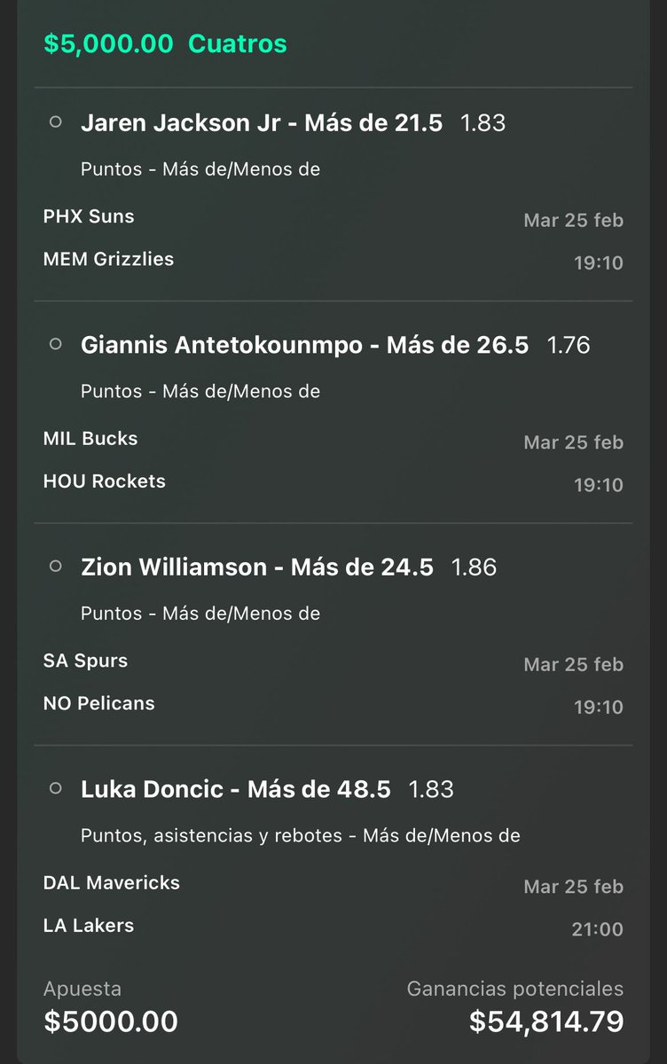 Es buenísima no? No estoy loco eh, pero se se que si no se gana nos quedaremos muy cerca. 👀🍀

Si sale ✅ reparto las ganancias entre los que me sigan y del like ♥️