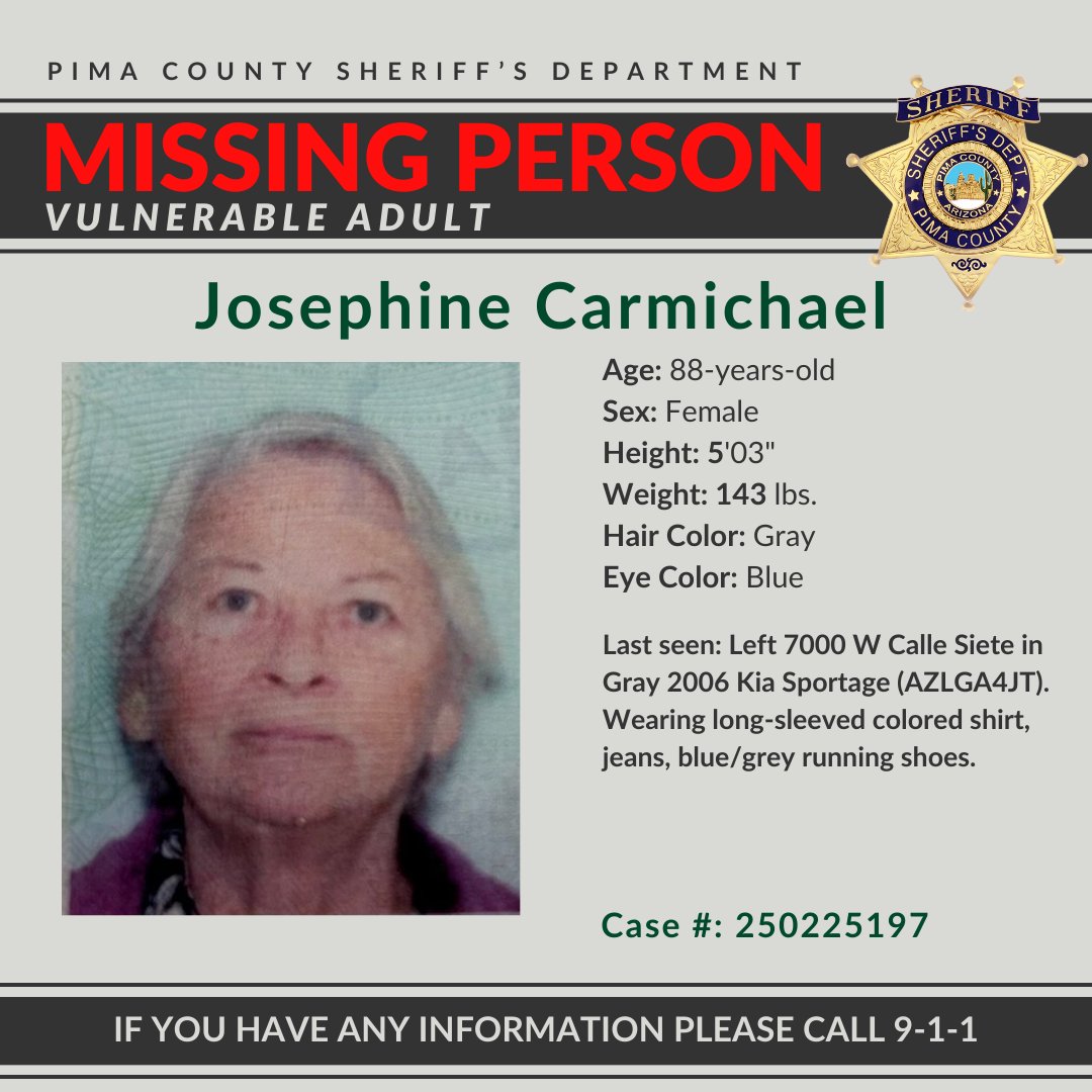 PimaSheriff's tweet photo. MISSING VULNERABLE ADULT  https://t.co/4hQKAZFVhF https://t.co/XwaWgygOjX