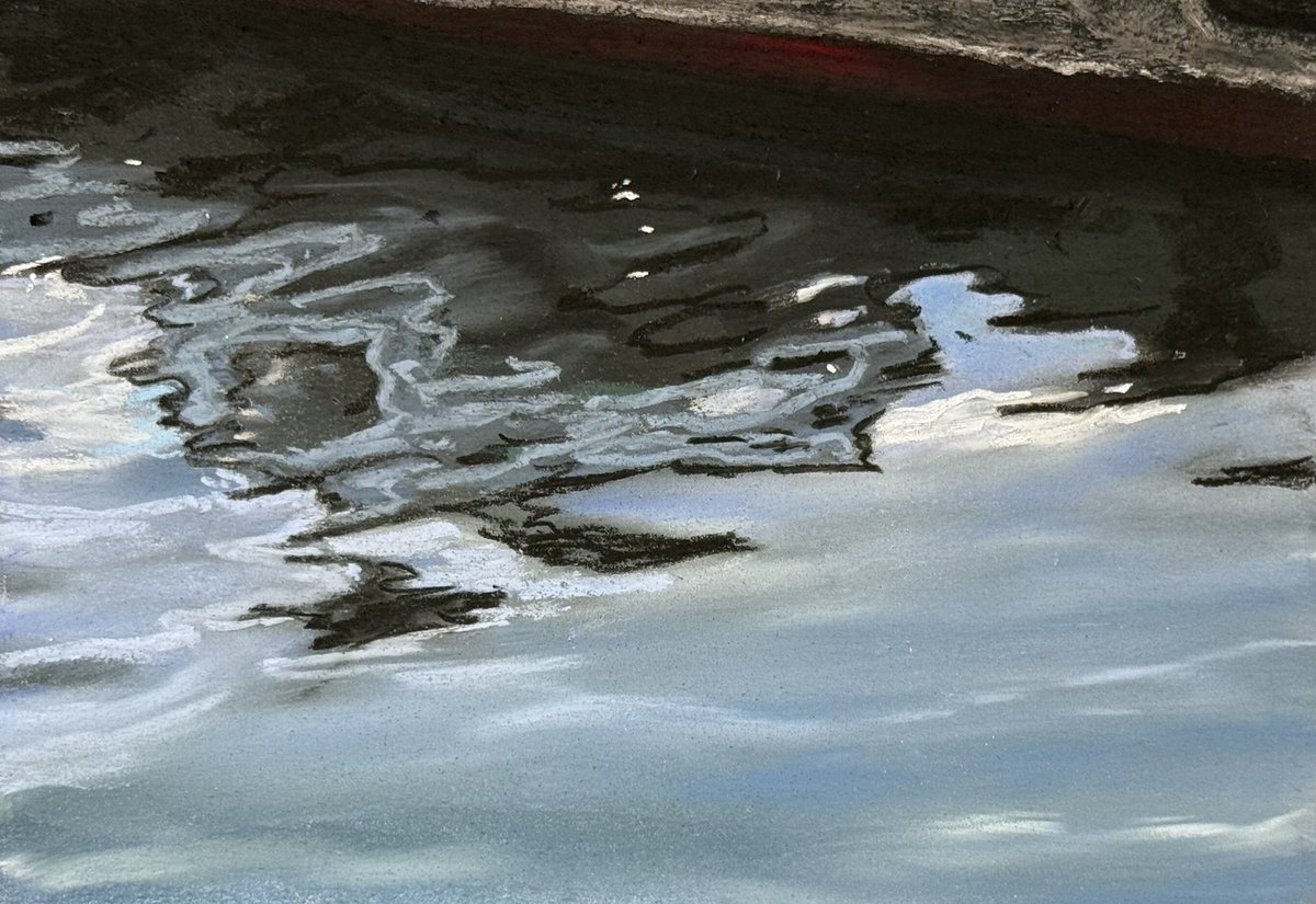 今日のパステル画。 尾道の水面