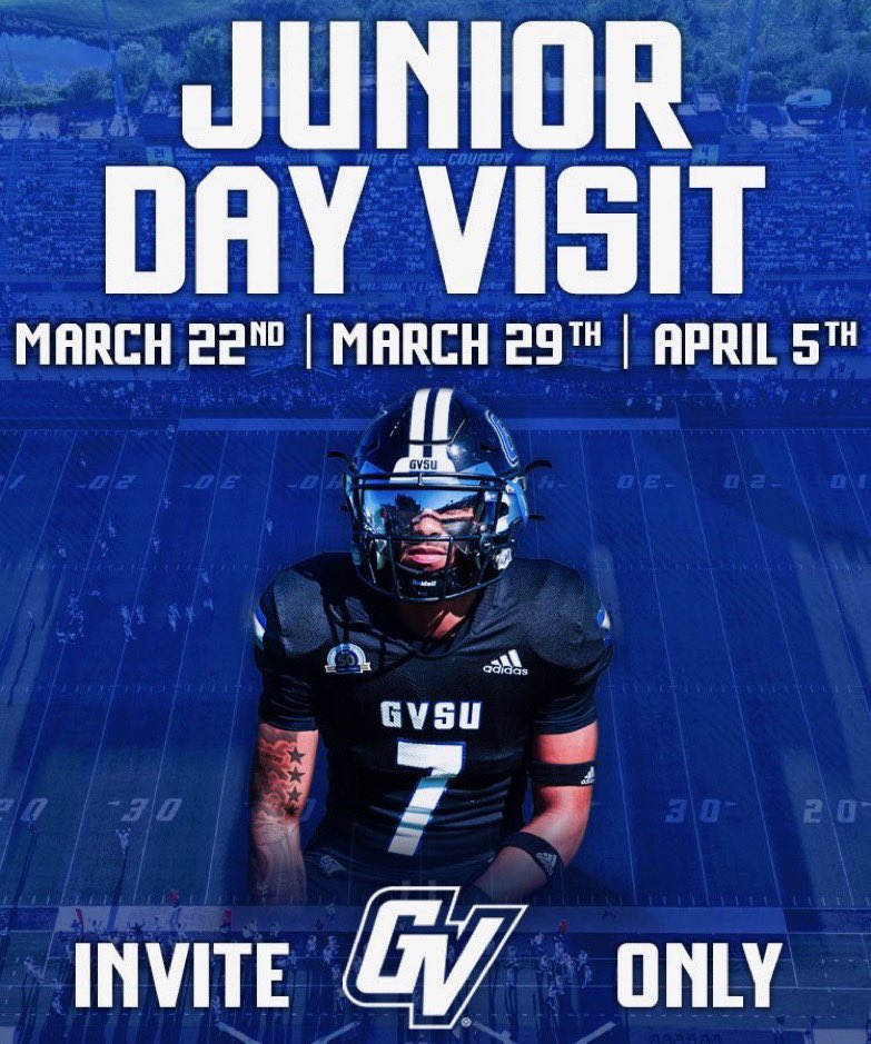 Thank you <a href="/CoachStuddGV/">Coach Studd</a> and <a href="/gvsufootball/">GVSU Football</a> for the personal Junior Day invite!!!