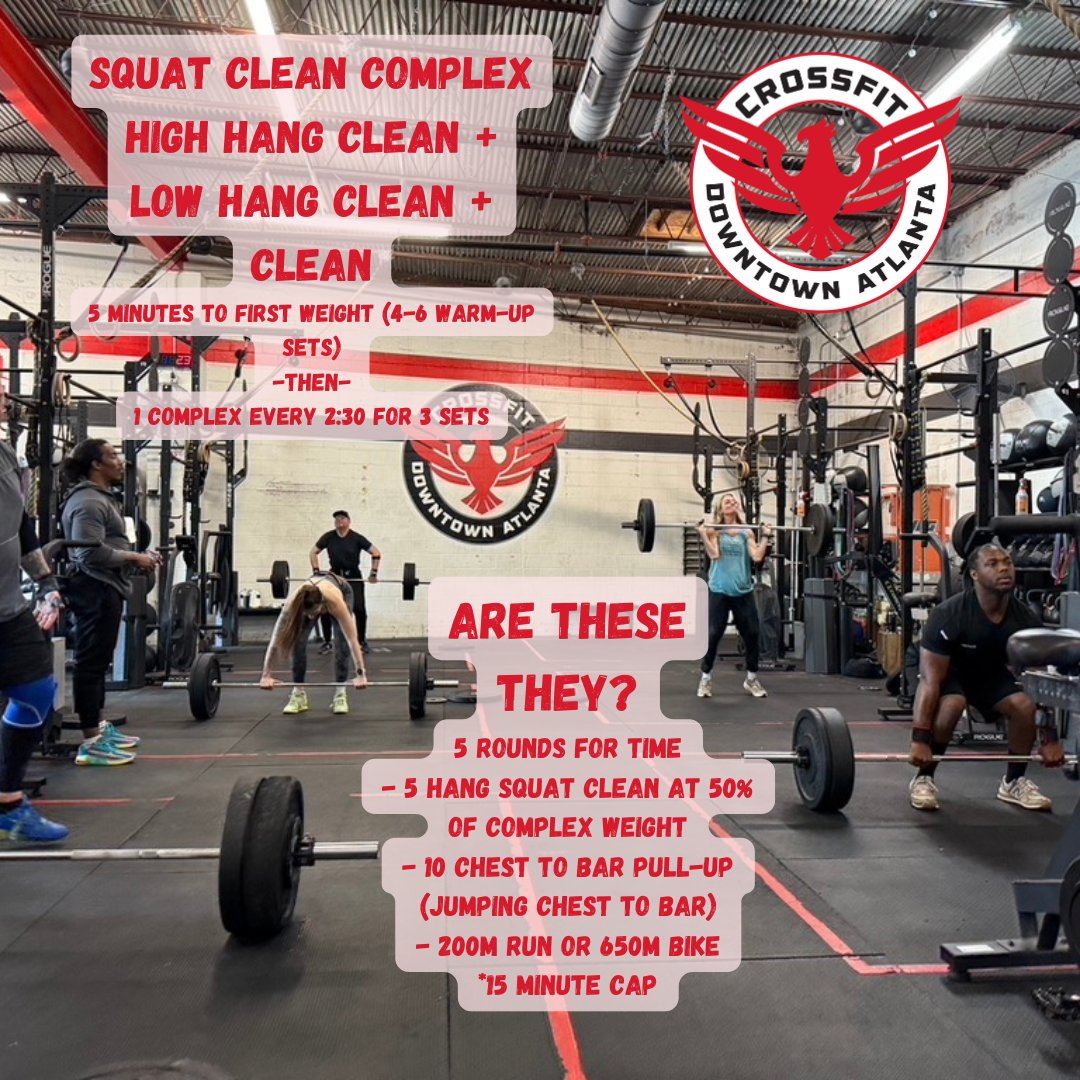 cfdowntownatl's tweet photo. 250226 "Are These They?" #cleancomplex #roundsfortime #hangsquatclean #chesttobarpullup #run #cfda #liftheavy #runfast #havefun #bewell #cabbagetown #crossfitwod #committedtocrossfit #crossfit #WOD #CFWOD #workout https://t.co/qVRhZSCegJ