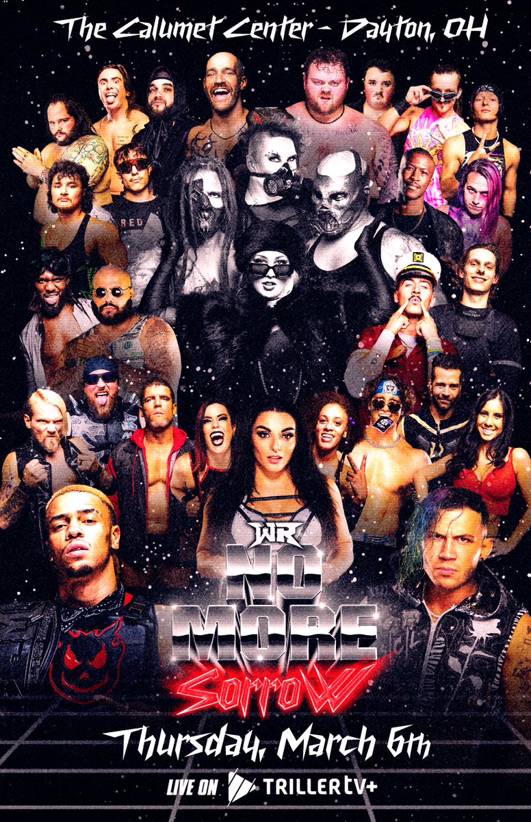 PWRevolver's tweet photo. 🚨Poster Reveal🚨

3.6.25
#RevolverSORROW
Dayton, OH // 8pmET
LIVE on @Triller_TV+

- (c) Myron v Wentz
- (c) Alpha Sig v Fir$t Cla$$
- (c) Crash v Angels
- Maclin v Gringo
- Macabre v Ace/Chambers
- Deonna v Armstrong
- BDE Open Challenge
- Revolver Eliminator https://t.co/Bgbi0Rham1