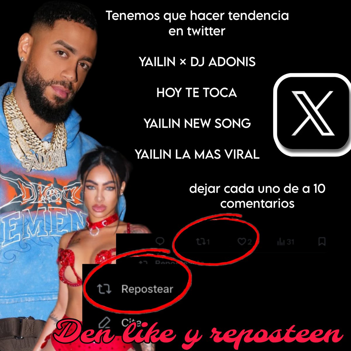 yailinxupdates's tweet photo. 🚨Atención🚨 chivirikas tendencia en Twitter para el nuevo tema que sale mañana

YAILIN X DJ ADONIS 
HOY TE TOCA
YAILIN NEW SONG
YAILIN LA MAS VIRAL https://t.co/a2RkuvJpaJ