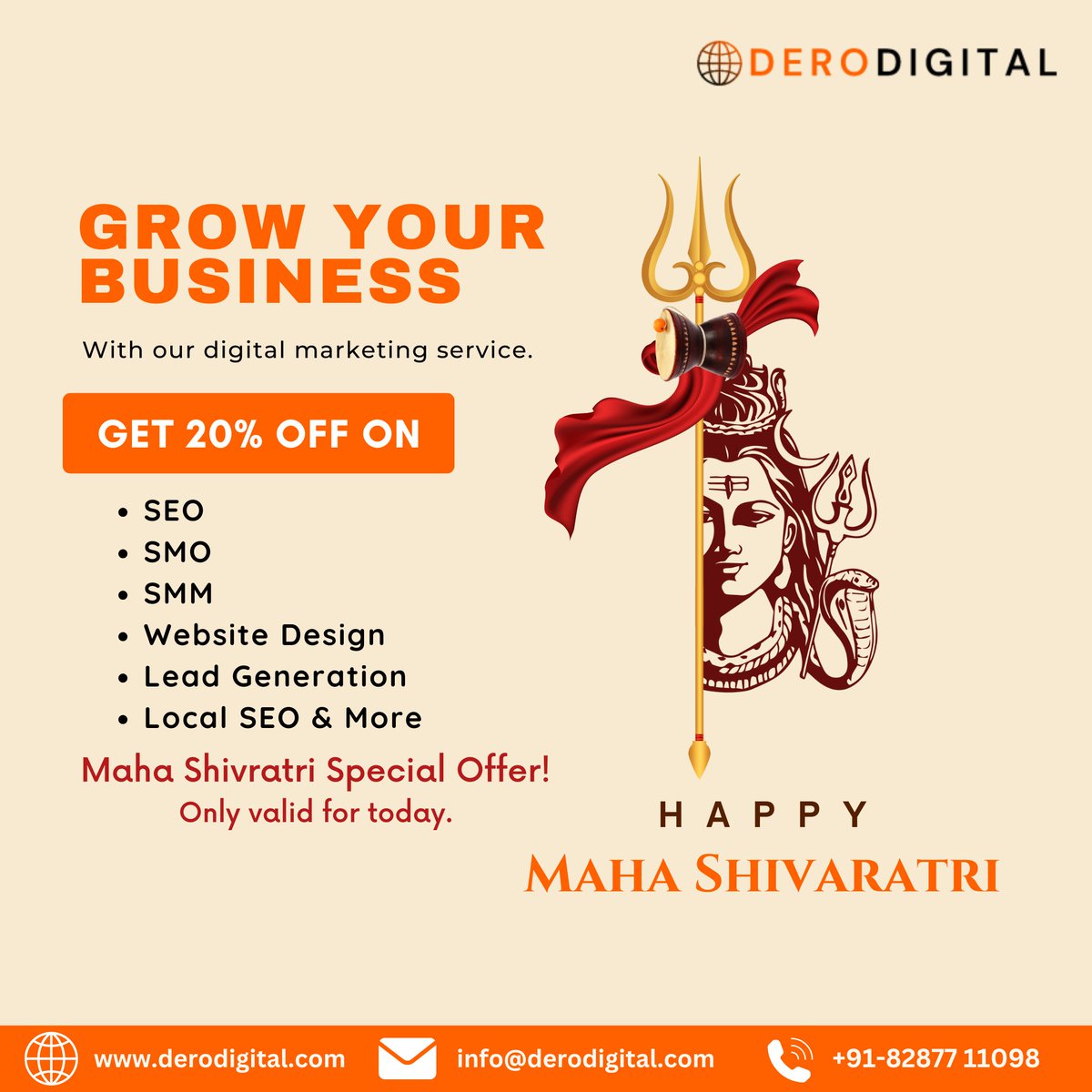 Wishing You a Blessed #Mahashivratri2025! ✨

May the divine energy of Lord Shiva bring success, growth, and digital transformation to your business. 🚀 Let’s harness the power of innovation and strategy, just like Shiva’s wisdom, to take your brand to new heights!