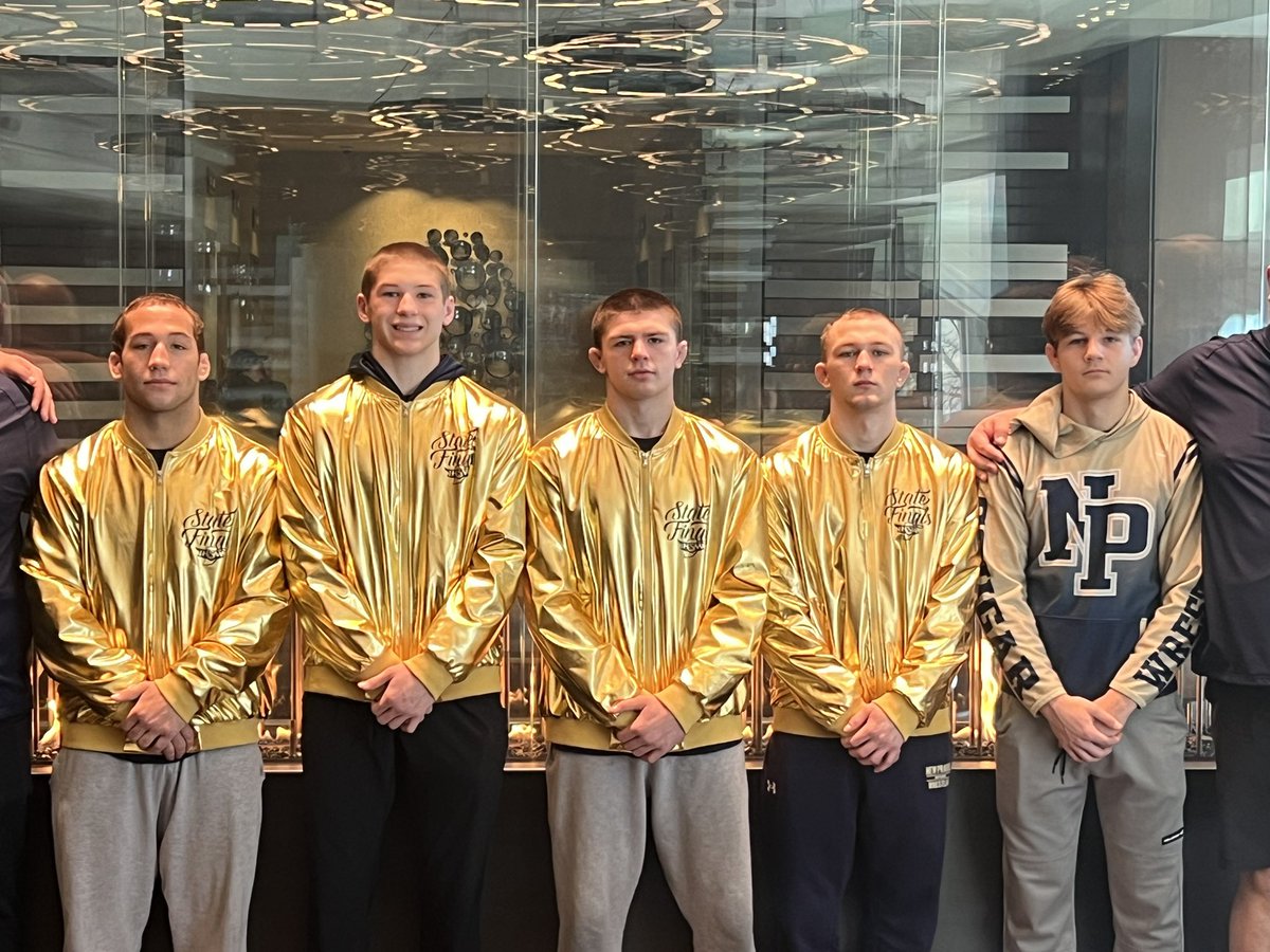 BobbyWhitenack's tweet photo. Can’t get the Gold Jackets without a start.   All 5 of these wrestlers were back helping coach elementary practice today.  150+ future Cougars @NewPrairieWR https://t.co/aLZzmD8Zun