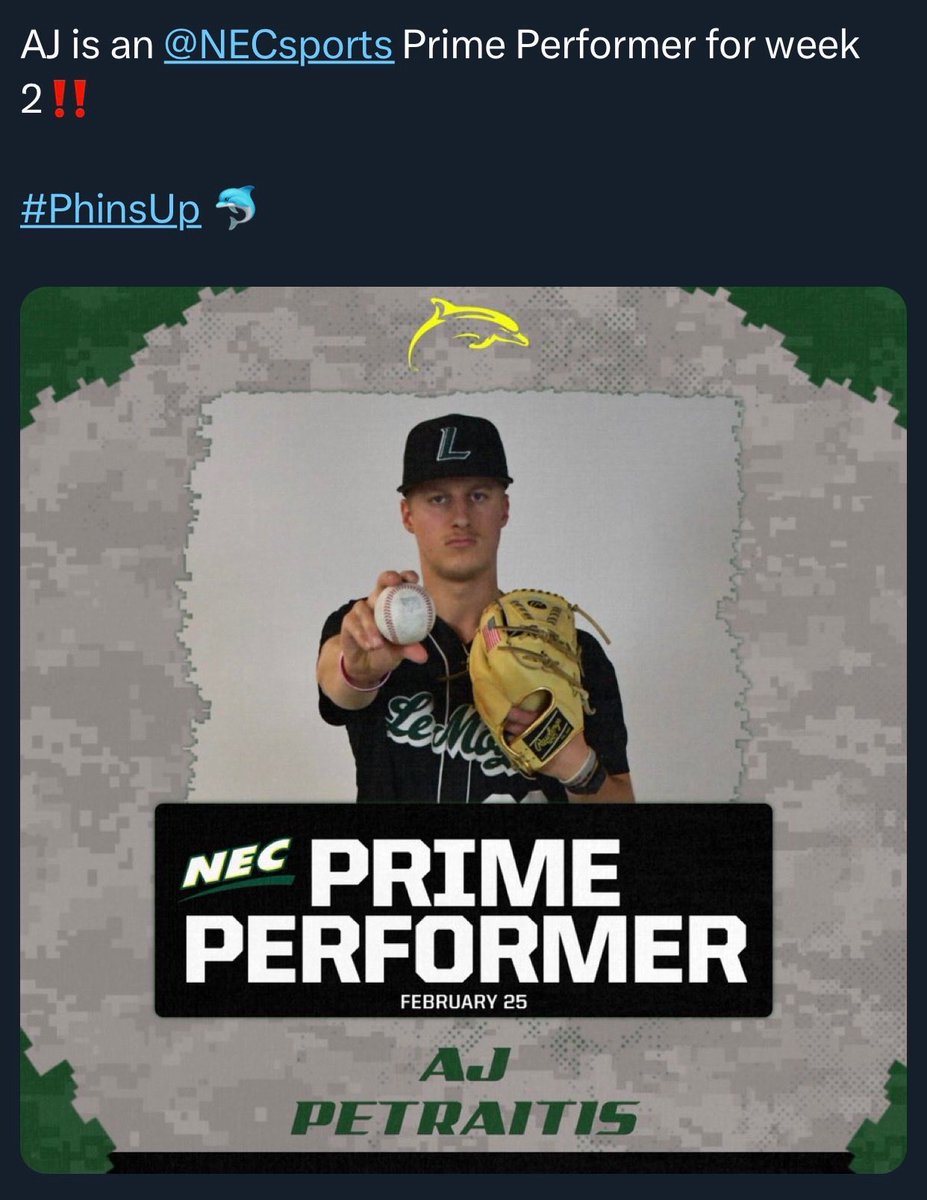 Proud of <a href="/Aj_petraitis25/">Aj petraitis</a> 
And thanks to <a href="/drchrisahmad/">Dr. Chris Ahmad</a> for getting him back to health. <a href="/LeMoyneBaseball/">Le Moyne Baseball</a> 
   Big things on the horizon. 
<a href="/KingsParkBSB/">Kings Park Baseball</a> 
#NeverEasy