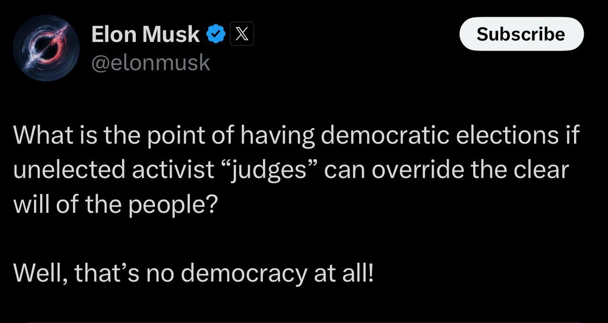 He really struggles with the concept of a constitutional republic with judicial review.