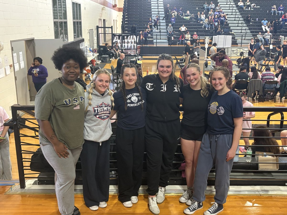 What an awesome group of ladies representing Lake Creek at the Regional Meet!   Such an incredible group.  Special thanks to our former LC lifters who always come back to help out:  Gabby, Jada, Joey and Austin.