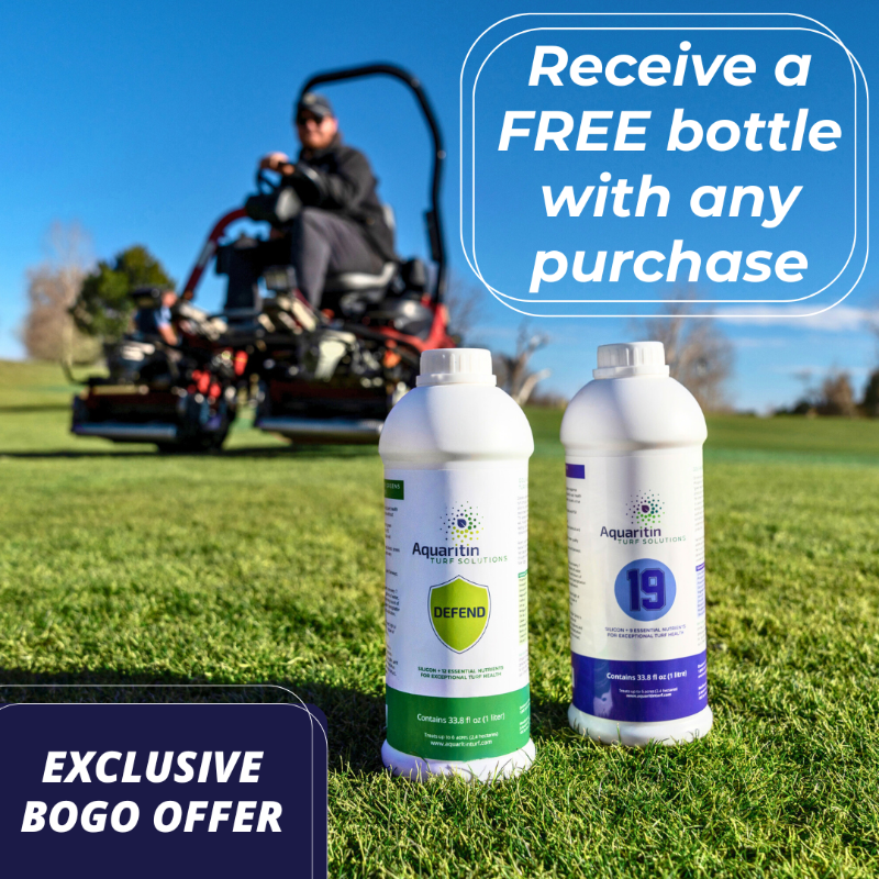 Aquaritin_Turf's tweet photo. There's a reason thousands of courses including PGA tour courses have made the switch to Aquaritin. First time users get a FREE bottle with purchase. At 6oz/acre, that's enough for 4 applications on your greens or fairways.