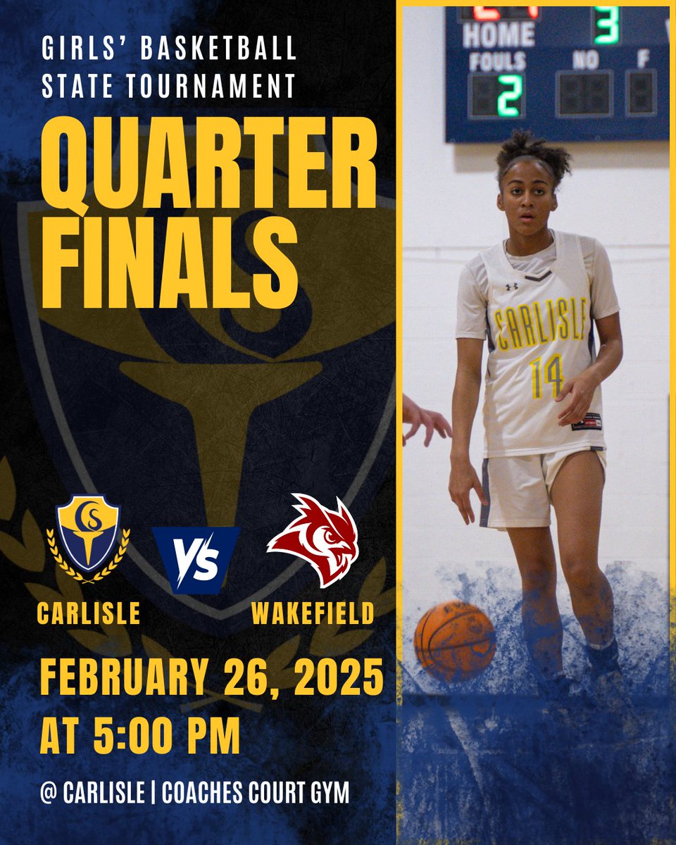 🏀 GIRLS’ STATE QUARTERFINALS 🏀

Our Lady Chiefs are on a mission for a THREE-PEAT, aiming for their third consecutive VISAA Division III State Championship! 

📅 Tomorrow, February 26, 2025
⏰ 5:00 PM
📍 Coaches Court Gym (Home Game!)
⚔️ Carlisle vs. Wakefield School