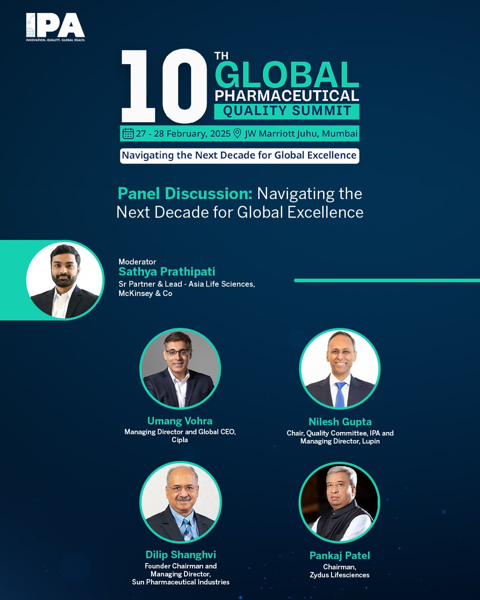 IPAOfficialPage's tweet photo. @McKinseyIndia @McKinsey @Cipla_Global @LupinIndia @LupinGlobal @SunPharma_Live @ZydusUniverse @Kaizen 

#IPA #GPQS25 #GPQS2025 #10Years #TenthEdition #Pharma https://t.co/TvEDeKWk7p