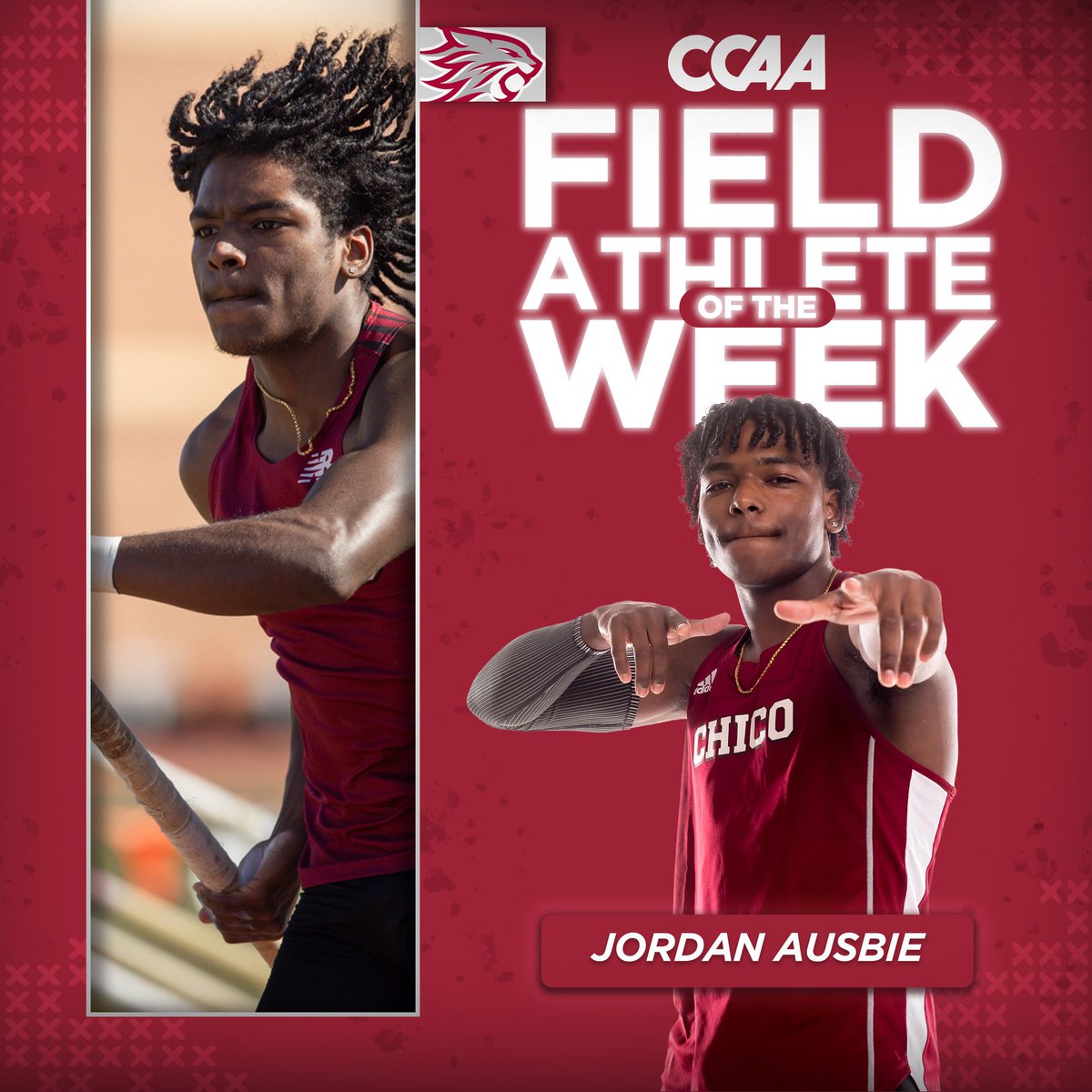 Chico State Wildcats (@chicoathletics) on Twitter photo FIELD ATHLETE OF THE WEEK🚨👏
Jordan Aussie with <a href="/ChicoStateTrack/">Chico State T&F / XC</a>. Ausbie opened the year at the 41st annual Chico State Multi Classic, netting a 6,535 points in the decathlon to set the bar in the CCAA for the upcoming season.
Read the full story
goccaa.org/news/2025/2/25… FIELD ATHLETE OF THE WEEK🚨👏
Jordan Aussie with <a href="/ChicoStateTrack/">Chico State T&F / XC</a>. Ausbie opened the year at the 41st annual Chico State Multi Classic, netting a 6,535 points in the decathlon to set the bar in the CCAA for the upcoming season.
Read the full story
goccaa.org/news/2025/2/25…