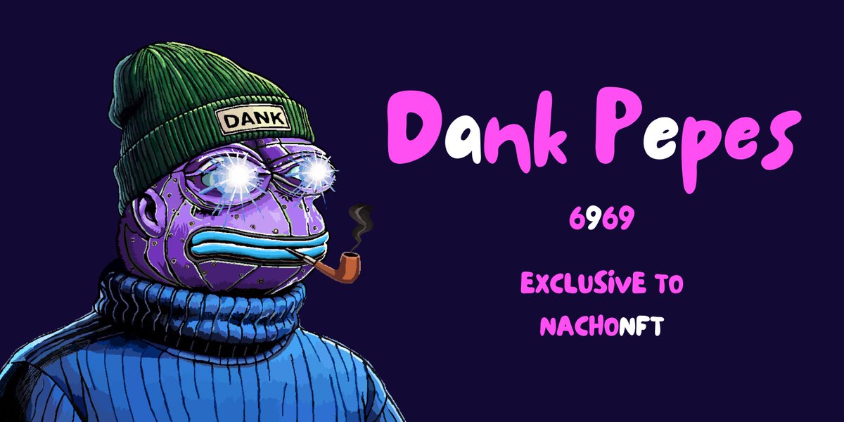 Dank Pepes mint announcement! 

The collection will be open to mint on Wednesday at 4:30pm EST exclusively on <a href="/nachonft_xyz/">Nacho NFT</a> 

"You used to like Apes!" - <a href="/Regi000007/">Regi 🐸🪙💹🧲</a>