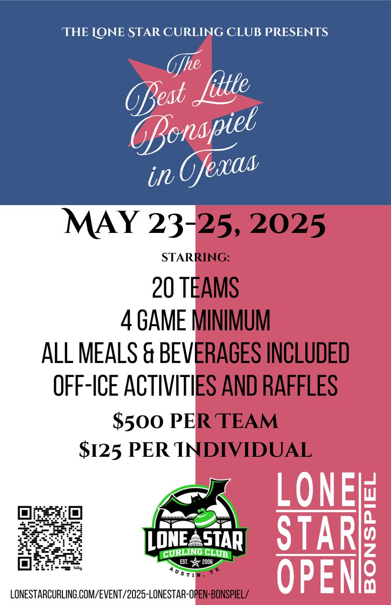 What are you doing this Memorial Day? We know!

You're bonspieling in Austin!

Registration is open!

lonestarcurling.com/event/2025-lon…