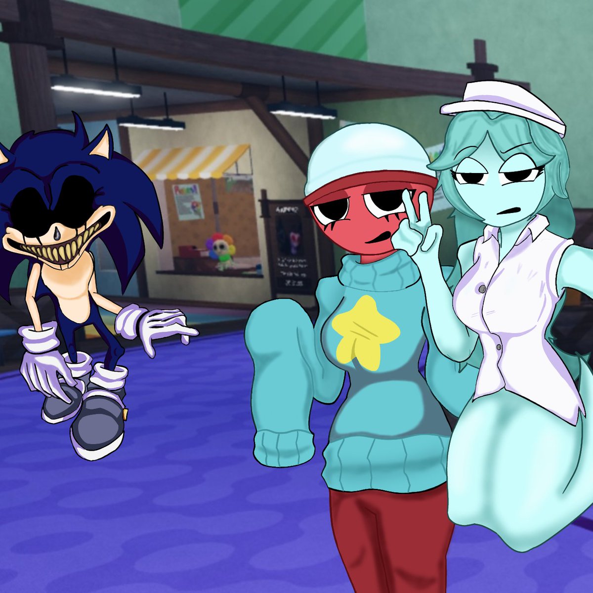 thebuilderxen01's tweet image. I DID this for only funny giggles 😭😭 #dandysworld #dandysworldfanart  #dandysworldart  #Sonicexe