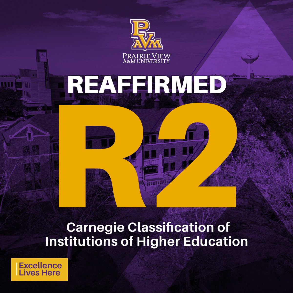 PVAMU's tweet photo. Prairie View A&amp;M University proudly reaffirms its prestigious R2 status under the new Carnegie Classification system! This achievement highlights our unwavering dedication to research excellence and innovation.

Read more here: https://t.co/ekG1CwRRQQ https://t.co/fDrGKqY4Ti