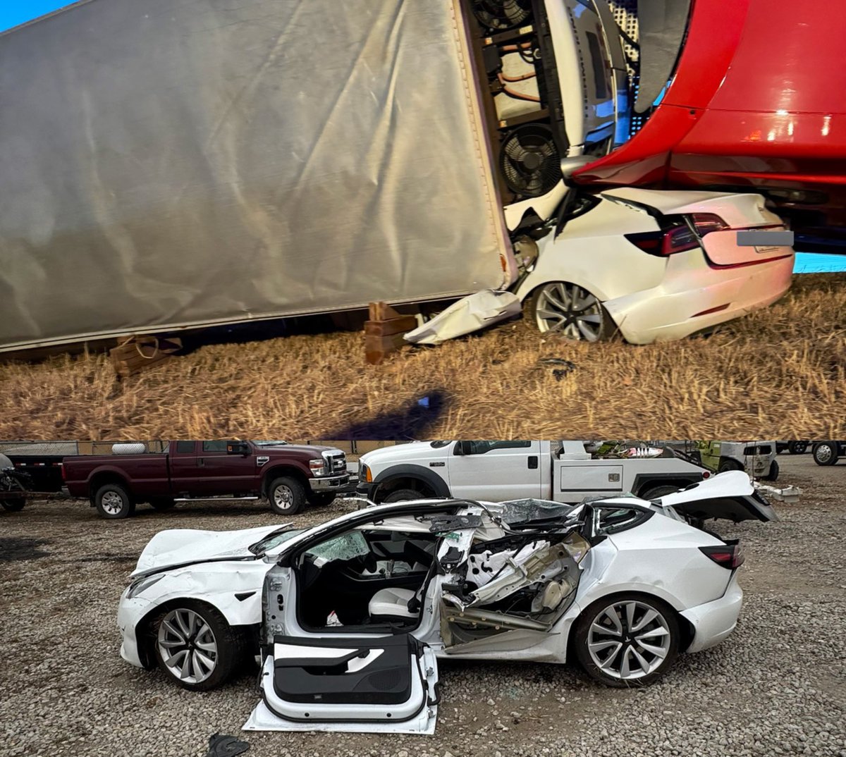 niccruzpatane's tweet photo. Tesla Model 3 owner walked away from this crash with just minor scratches. https://t.co/wgjovSftwC