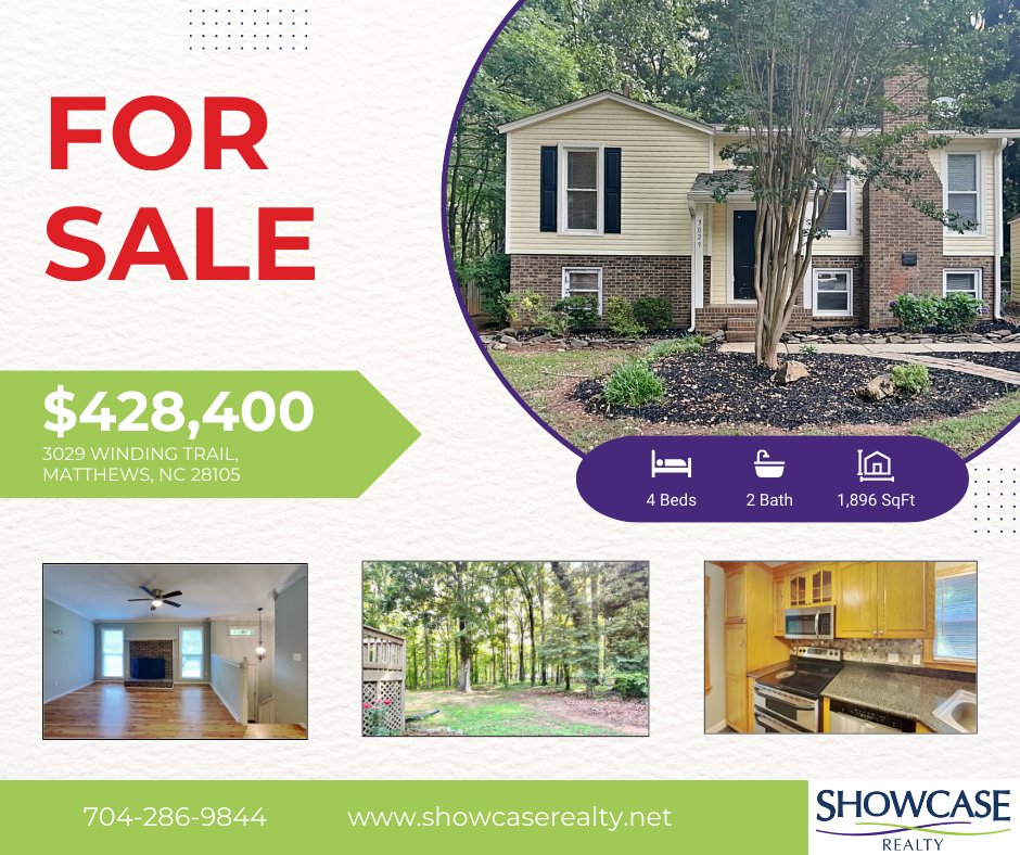 ShowcaseRealty's tweet image. 🏡 For Sale! 🏡

✨ 4 Beds | 2 Baths | $428,400
🌳 Over half an acre of beautifully landscaped grounds
🏡 Fully fenced backyard &amp;amp; NO HOA!

📞 704-286-9844
📧 isa@showcaserealty.net
🌐 showcaserealty.net

#ForSale #NoHOA #DreamHome #HouseHunting #NancyBraun #ShowcaseRealtyLLC