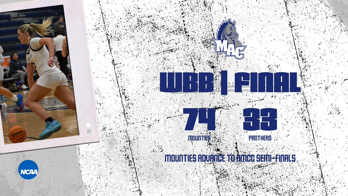 WBB | Final from Cresson. Mounties advance to AMCC Semi-Final Round, on Friday. They will play La Roche at 8 pm, at Penn State Behrend. #HorsePower
